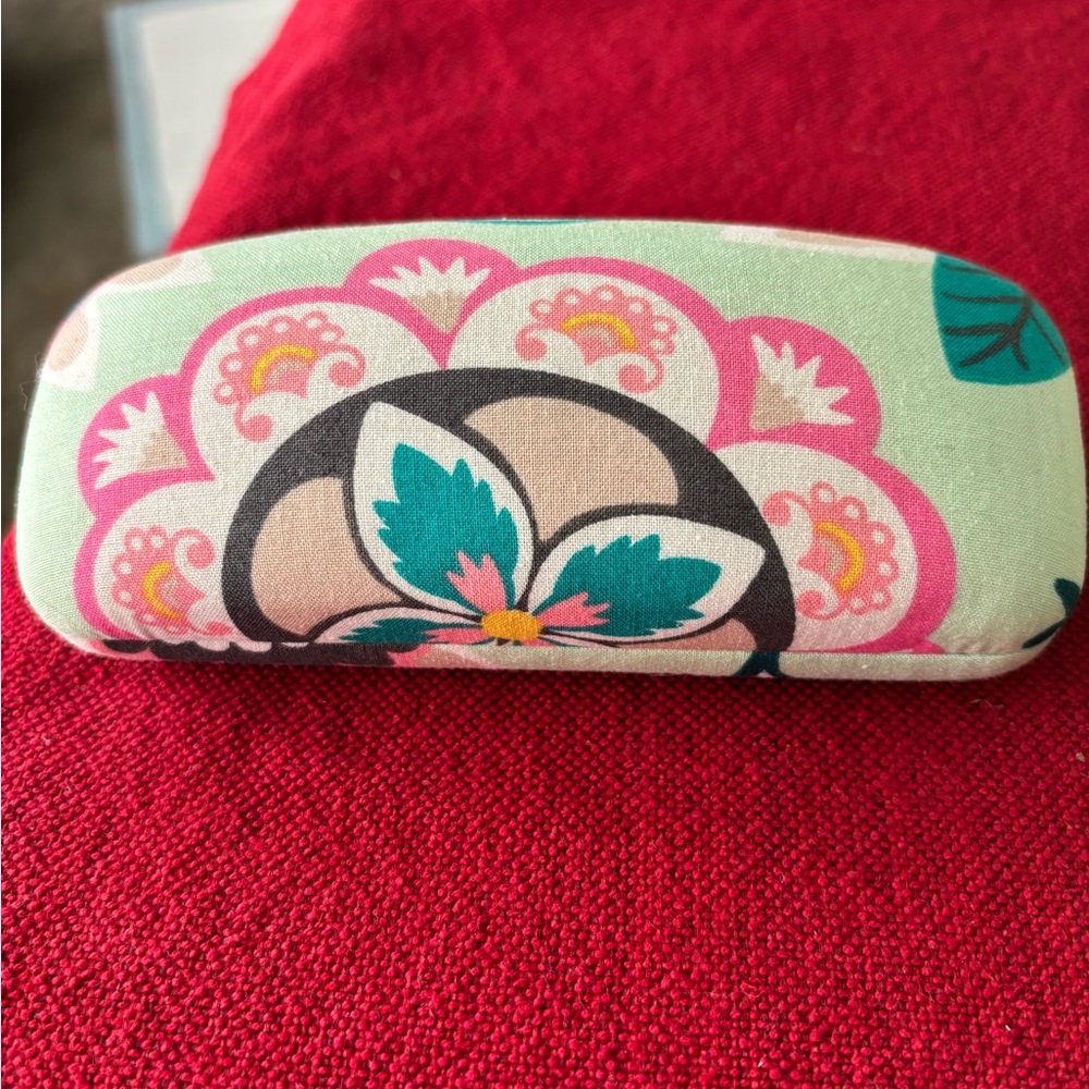 Vera Bradley Mint Floral Pattern Eyeglass Case with Pink & Teal Accents